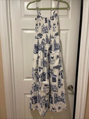 Abercrombie & Fitch White and Navy Maxi Dress